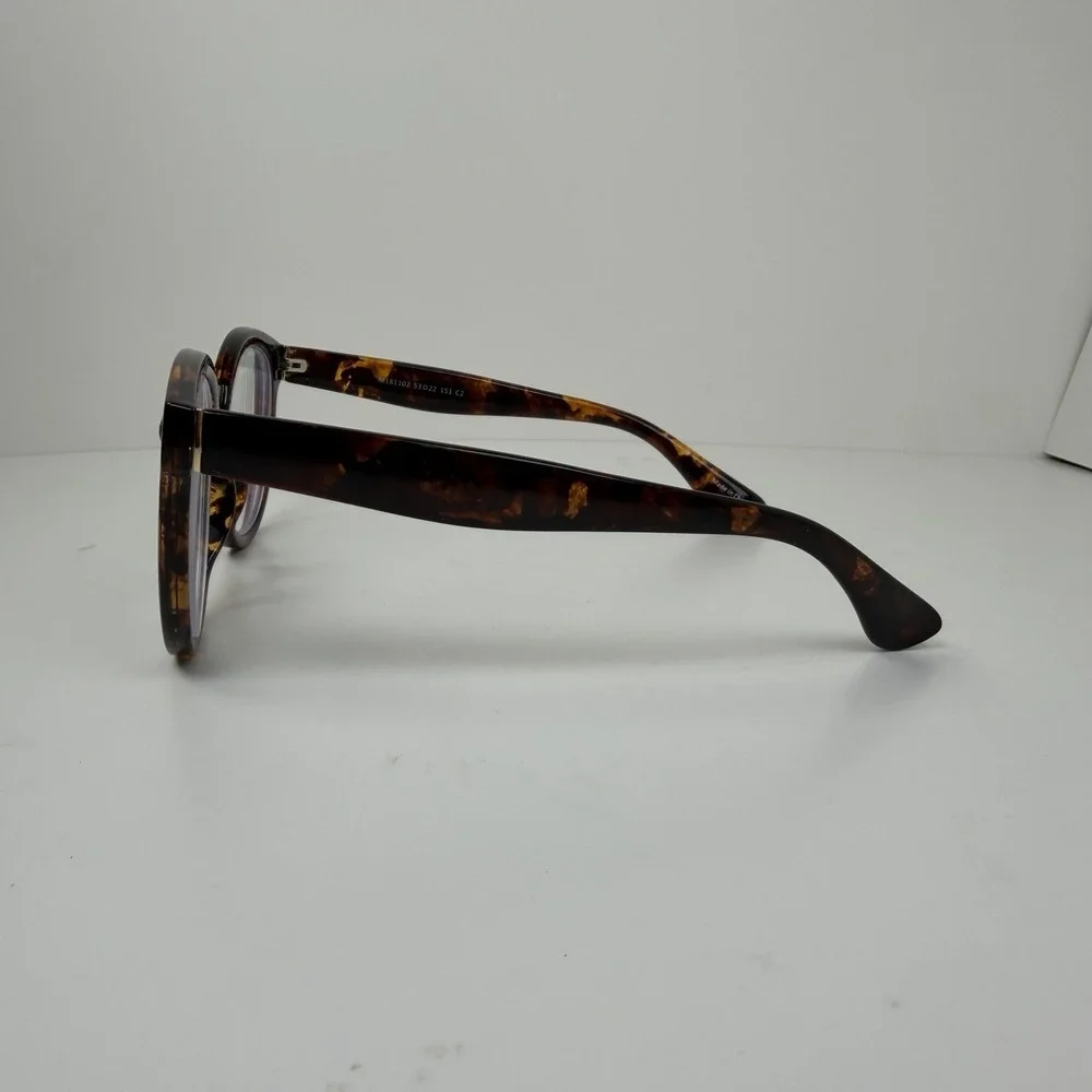 Firmoo M181102 Tortoise Brown Round Eyeglasses Gold Bridge TR Frame 53-22-151